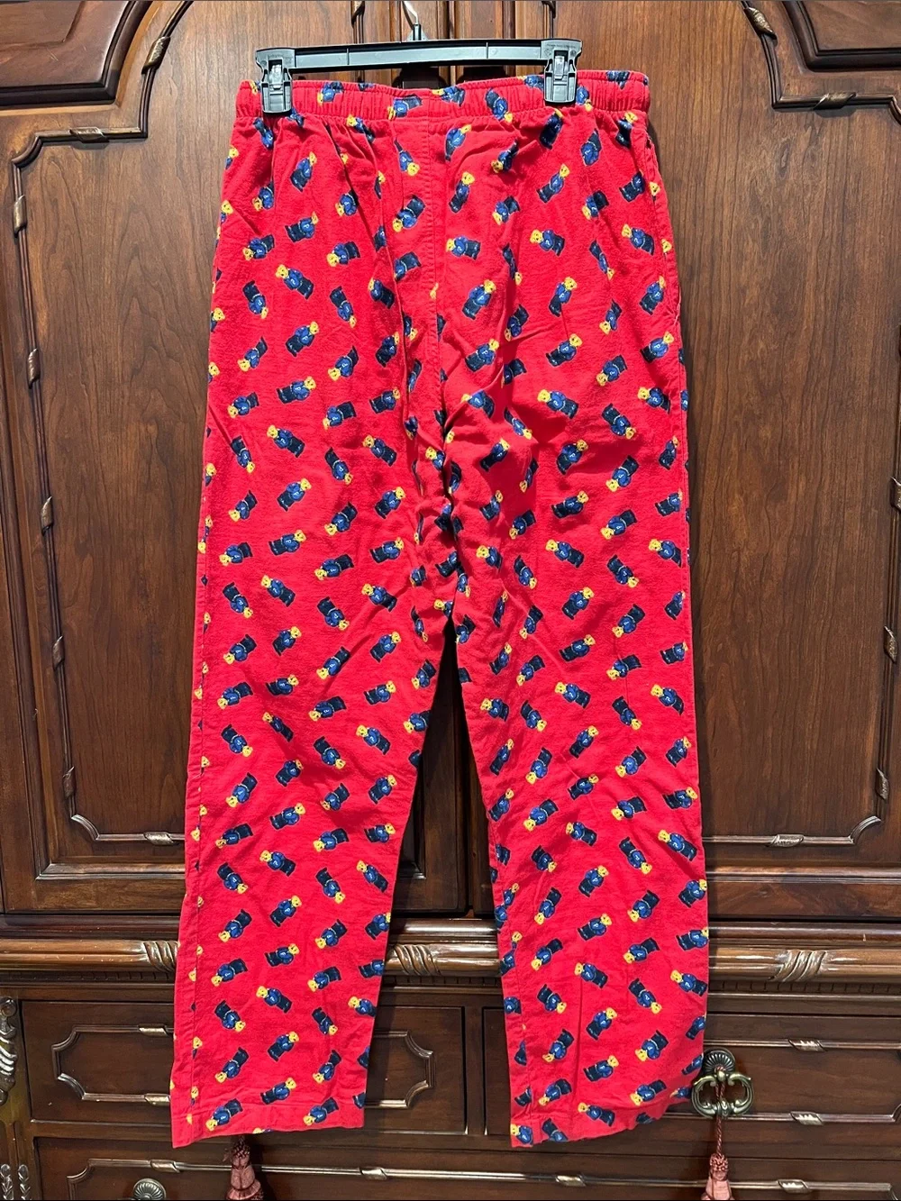 Ralph Lauren Red Pajama Pants with Blue and Yellow Car Print